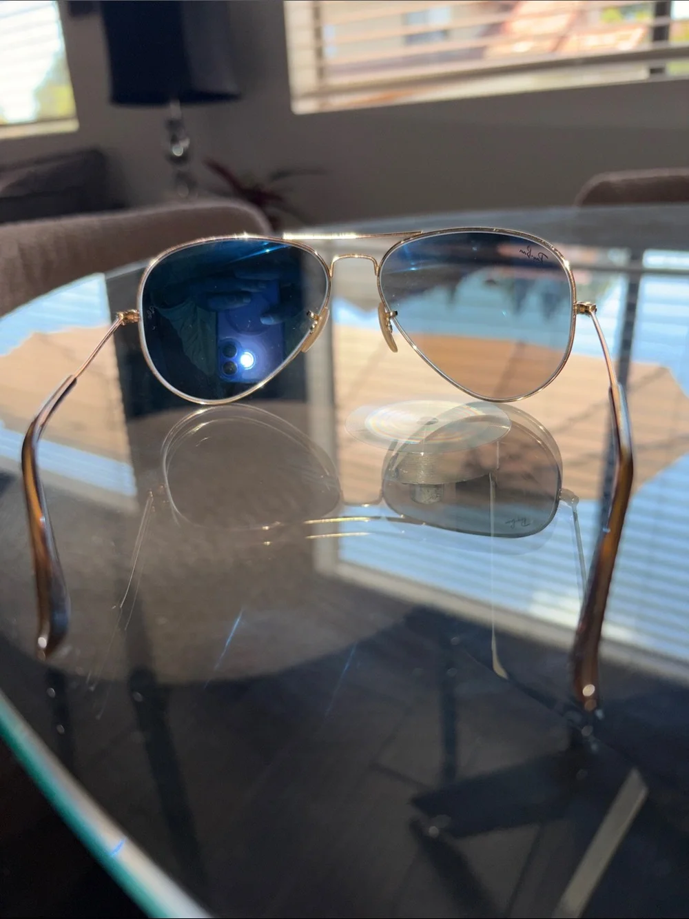 RAY BAN Aviator Metal Frame Sunglasses - Gold with Dark Lenses